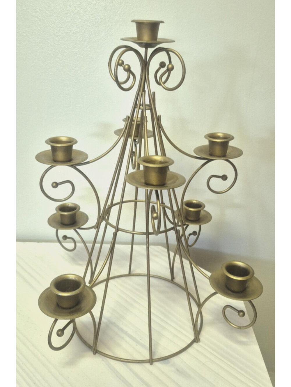 Brass Gold Metal Home Interiors Candelabra Tree Shape Candle Holder 15" Holds 9